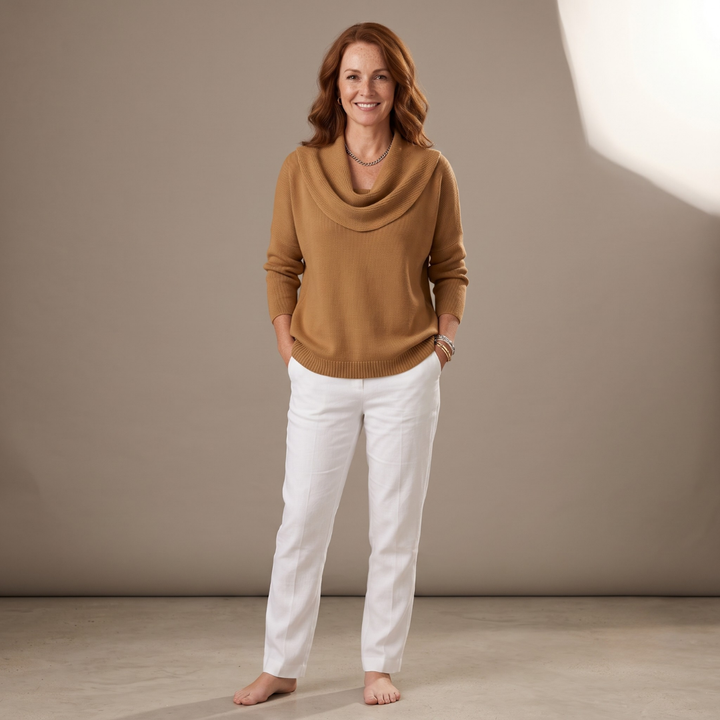 Marie™ | Elegant Cowl Neck Knit Sweater