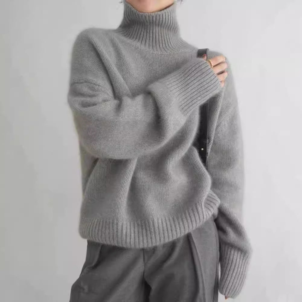 Brigitte|  Thick High-Neck Loose Versatile Knitted Pullover Sweater