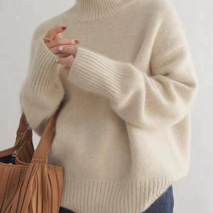 Brigitte|  Thick High-Neck Loose Versatile Knitted Pullover Sweater