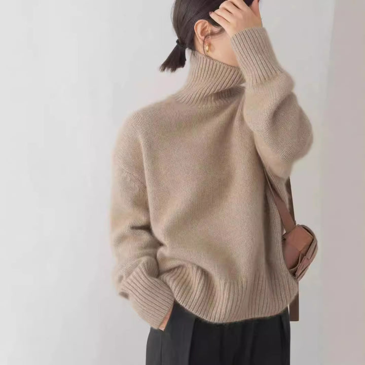 Brigitte|  Thick High-Neck Loose Versatile Knitted Pullover Sweater