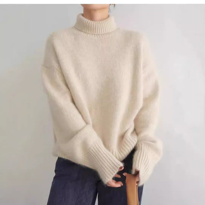 Brigitte|  Thick High-Neck Loose Versatile Knitted Pullover Sweater