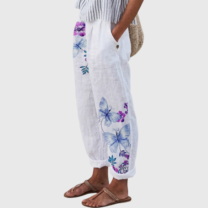 Francine | Elegant Vintage Floral Print Pants