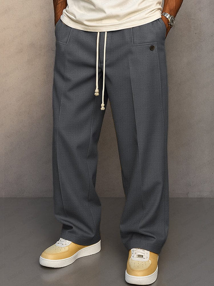 Drawstring Wide-Leg Cotton Trousers