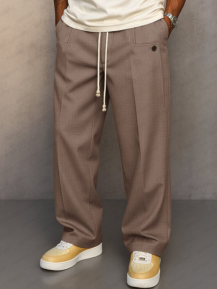 Drawstring Wide-Leg Cotton Trousers