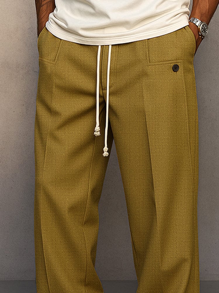 Drawstring Wide-Leg Cotton Trousers