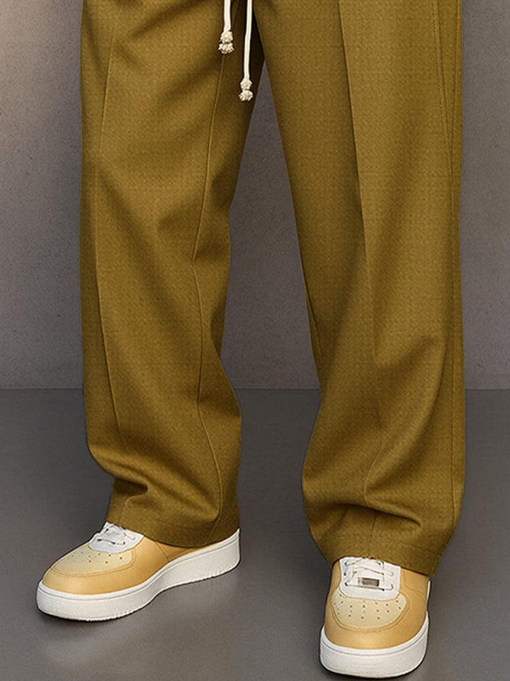 Drawstring Wide-Leg Cotton Trousers