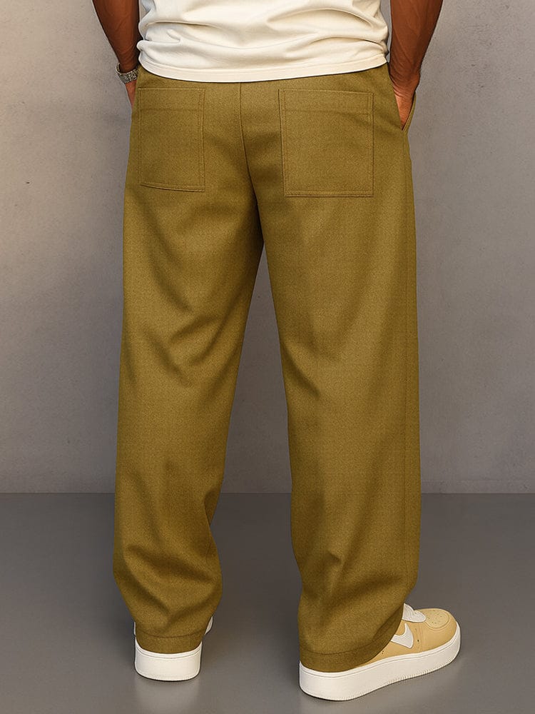 Drawstring Wide-Leg Cotton Trousers