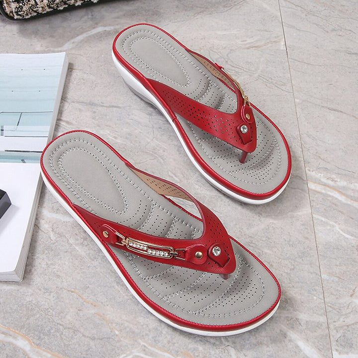 Cushioned Wedge Sandals Women Arch Support Leather