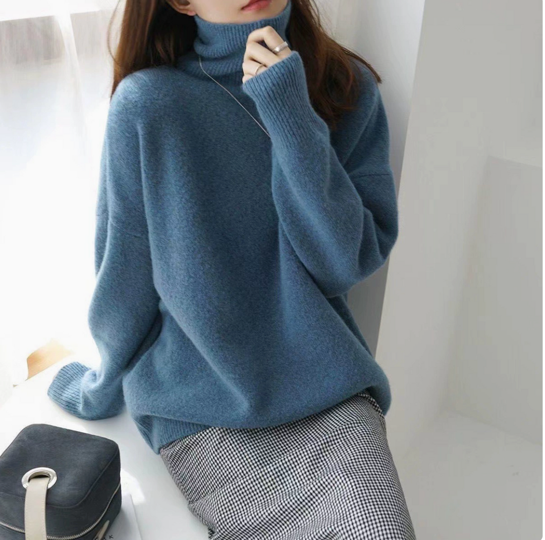 Brigitte|  Thick High-Neck Loose Versatile Knitted Pullover Sweater