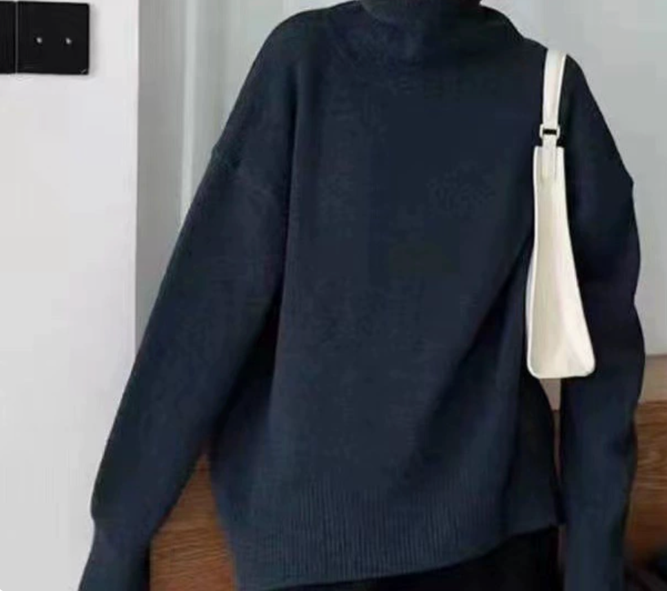 Brigitte|  Thick High-Neck Loose Versatile Knitted Pullover Sweater