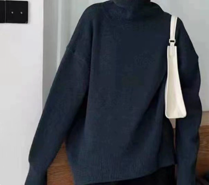 Brigitte|  Thick High-Neck Loose Versatile Knitted Pullover Sweater