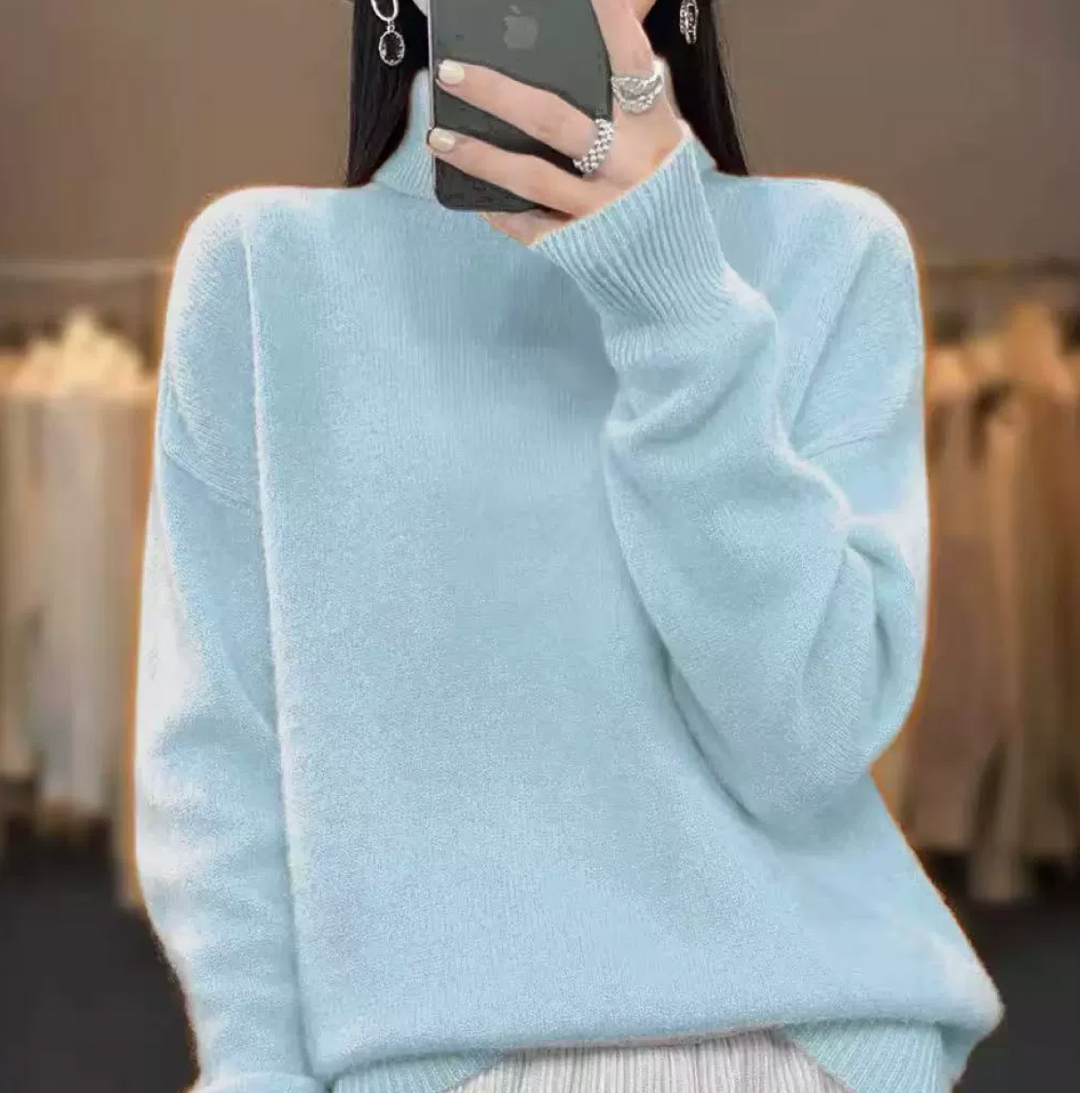 Brigitte|  Thick High-Neck Loose Versatile Knitted Pullover Sweater