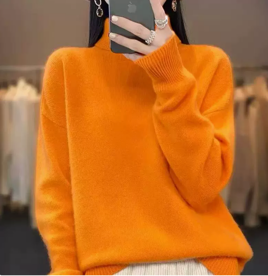 Brigitte|  Thick High-Neck Loose Versatile Knitted Pullover Sweater