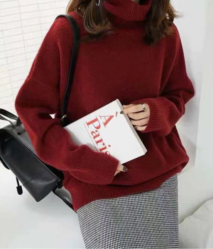 Brigitte|  Thick High-Neck Loose Versatile Knitted Pullover Sweater