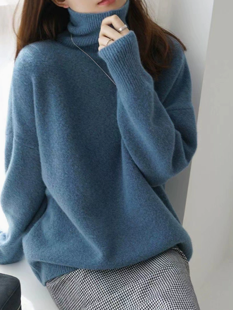 Brigitte|  Thick High-Neck Loose Versatile Knitted Pullover Sweater