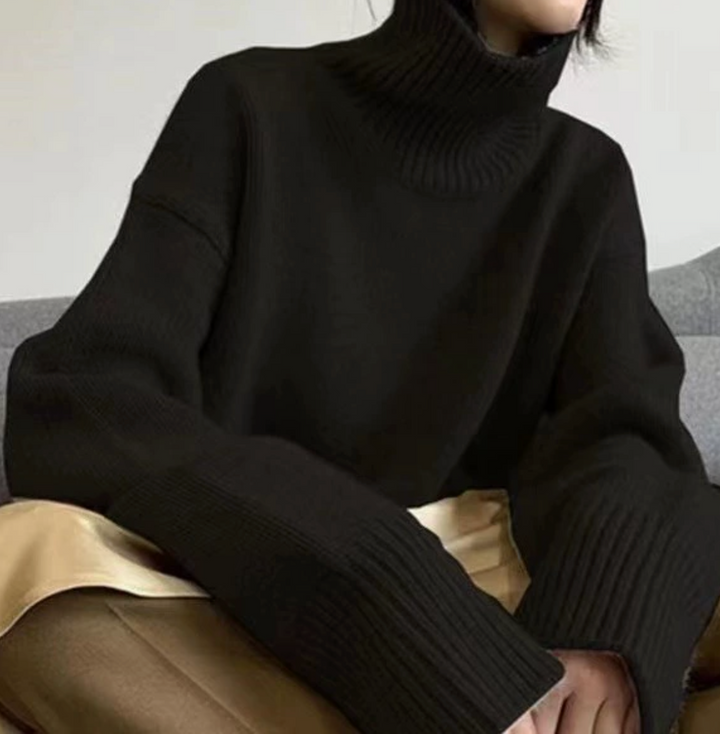 Brigitte|  Thick High-Neck Loose Versatile Knitted Pullover Sweater