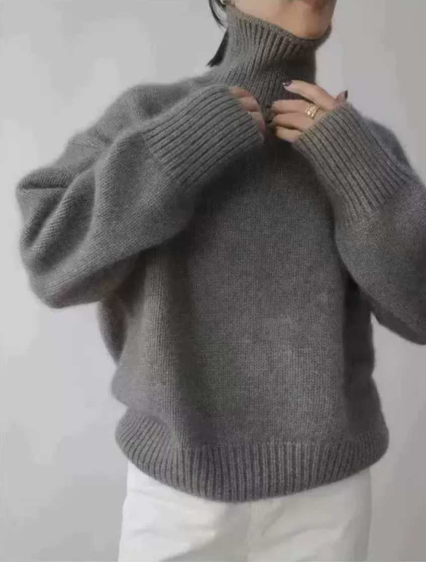 Brigitte|  Thick High-Neck Loose Versatile Knitted Pullover Sweater