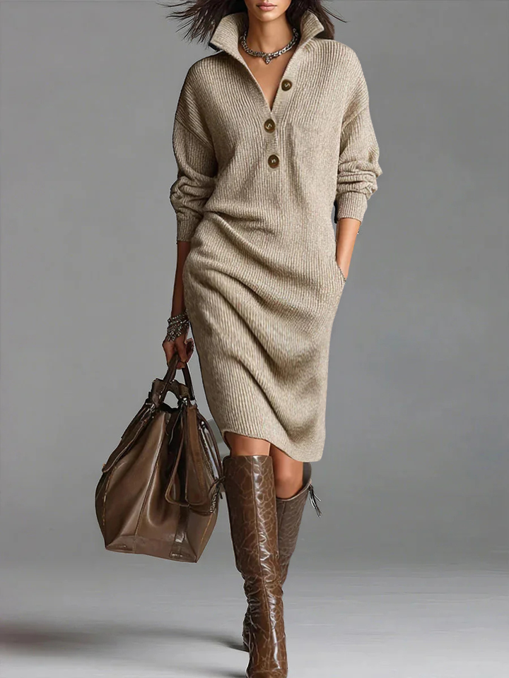 Britt | Chic Ribbed Midi Dress