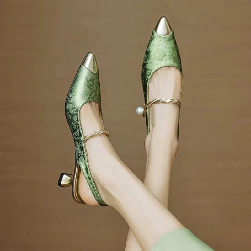 ASTRID | PEARL EMBELLISHED SLINGBACK HEELS