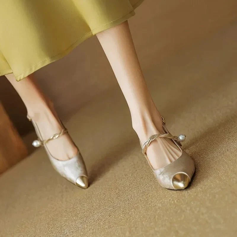 ASTRID | PEARL EMBELLISHED SLINGBACK HEELS