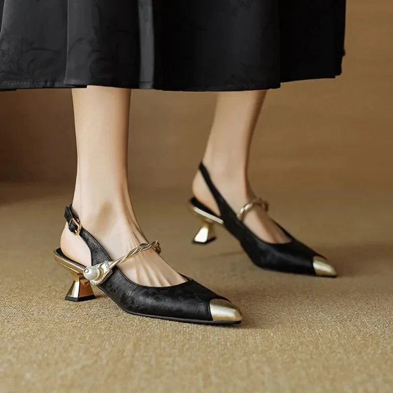 ASTRID | PEARL EMBELLISHED SLINGBACK HEELS