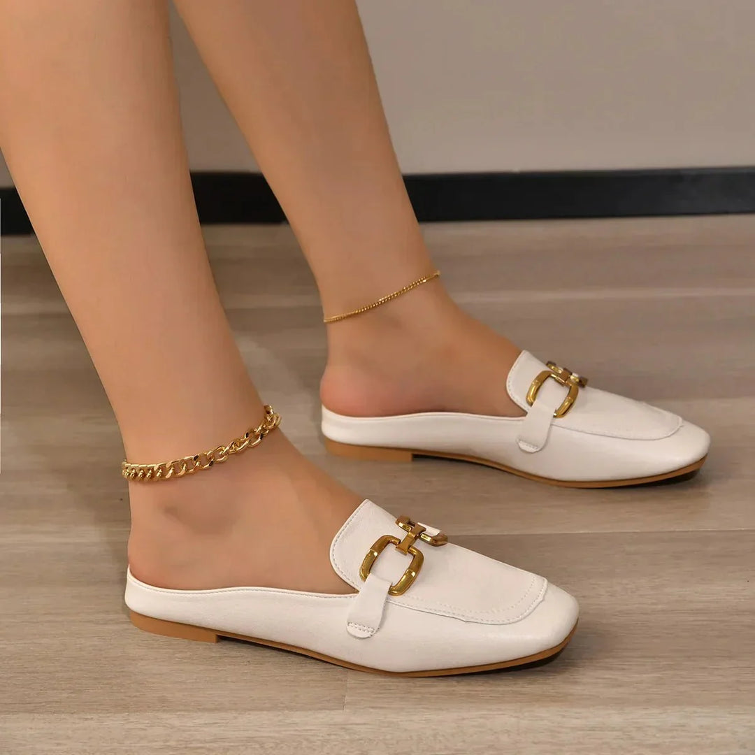 CELINE | ELEGANT CLOSED TOE SLIP ON SANDALS