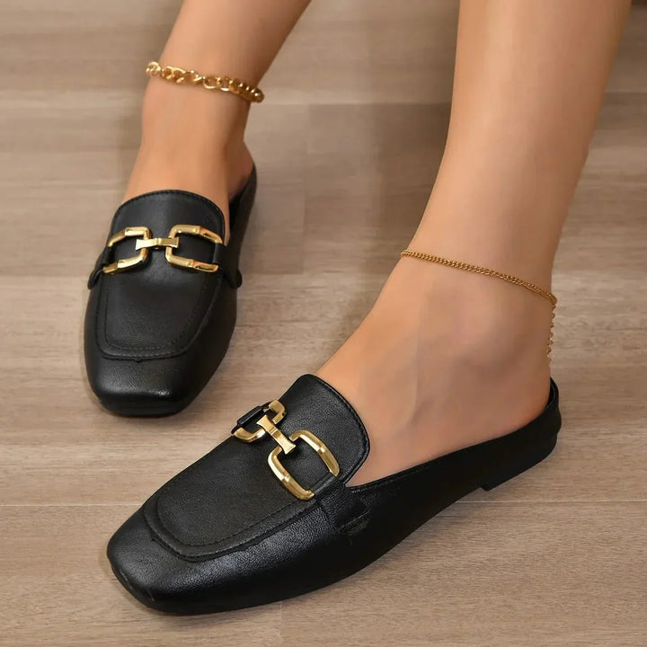 CELINE | ELEGANT CLOSED TOE SLIP ON SANDALS