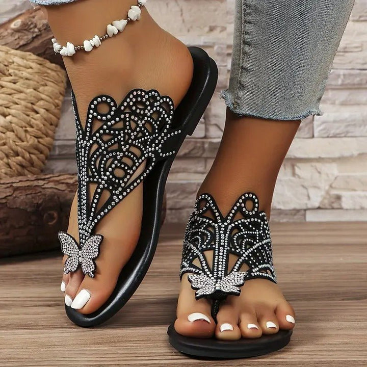 EVELYN | SEQUIENCED BUTTERFLY SANDALS