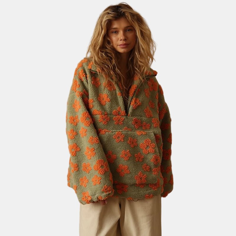 Ivy | Long Sleeve Floral Fleece Sweater