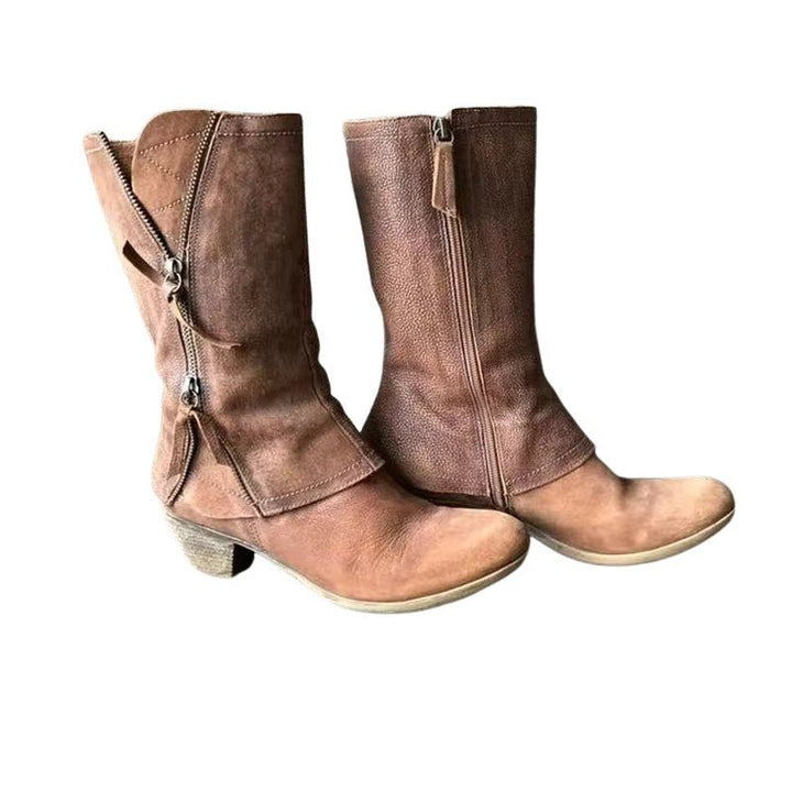 Lulia | Leather Ankle Boots with Side Zipper