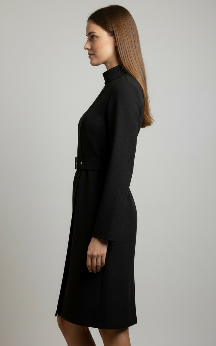 Nina | Asymmetric Belted A-Line Dress - Lumina