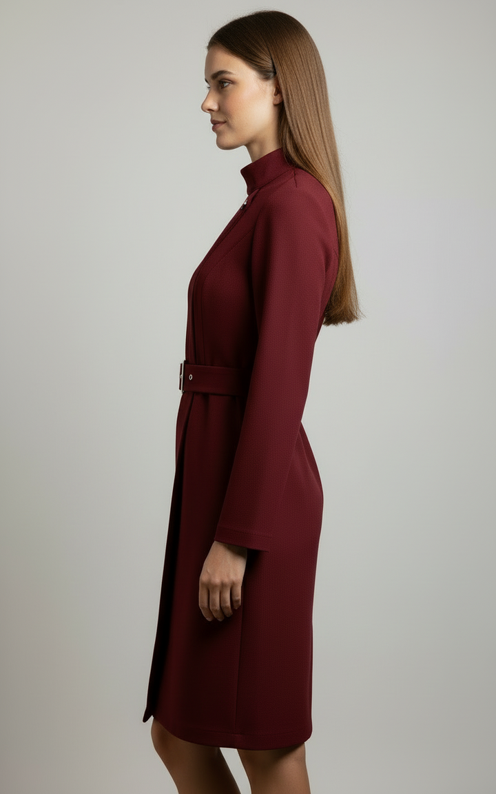 Nina | Asymmetric Belted A-Line Dress - Lumina