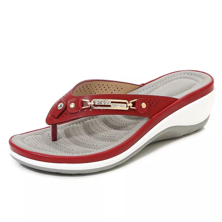 Cushioned Wedge Sandals Women Arch Support Leather