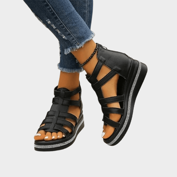 RENEE | STYLISH RHINESTONE WEDGE SANDALS