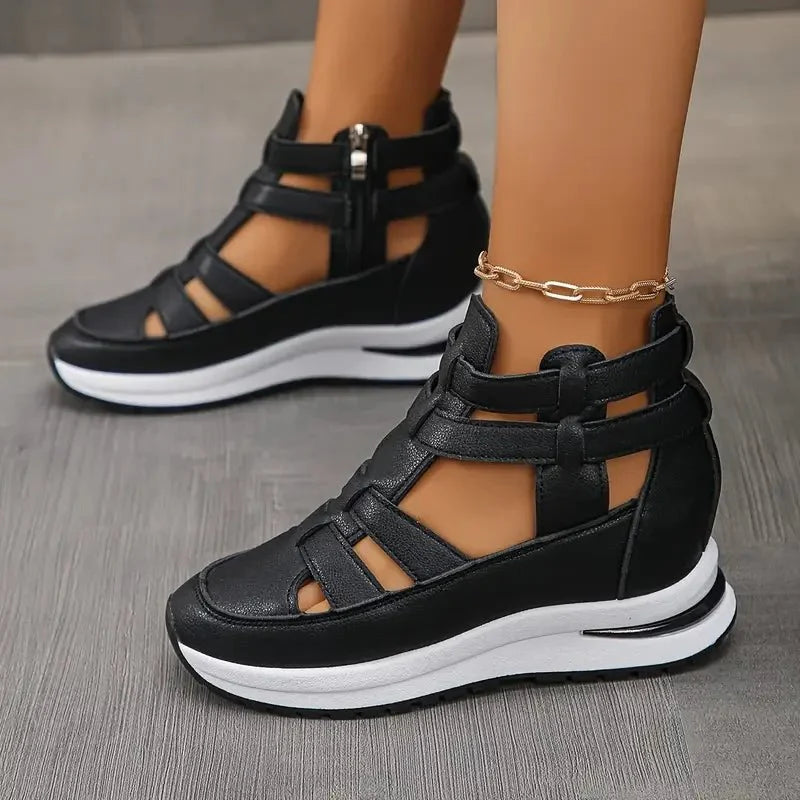 SAFRINA | STYLISH ZIPPERED WEDGE SANDALS