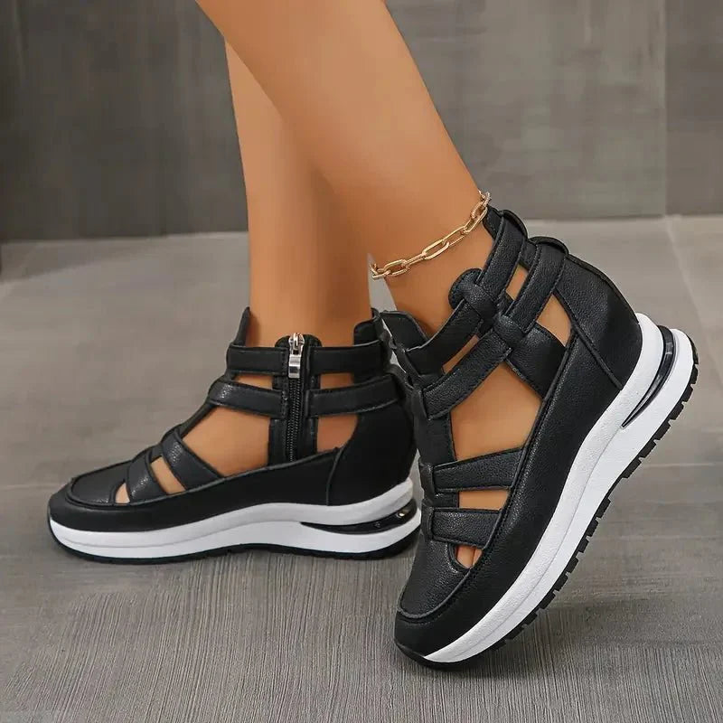 SAFRINA | STYLISH ZIPPERED WEDGE SANDALS