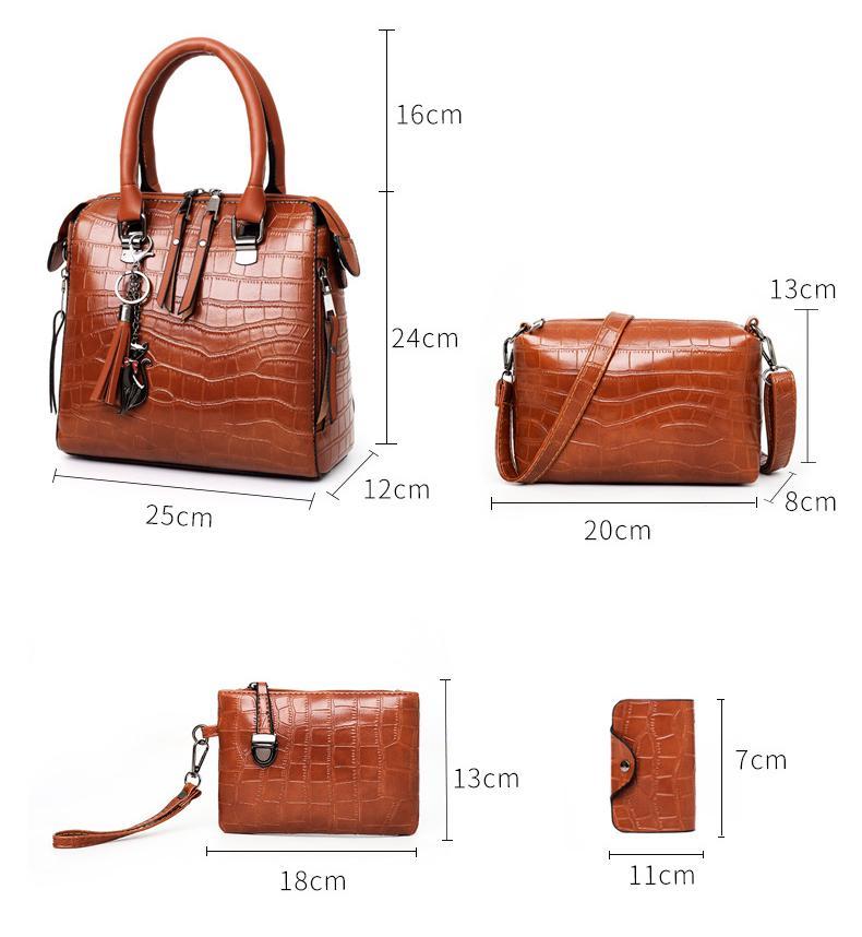 SOPHIA | VINTAGE CROCODILE PATTERN 4-9IECE BAG