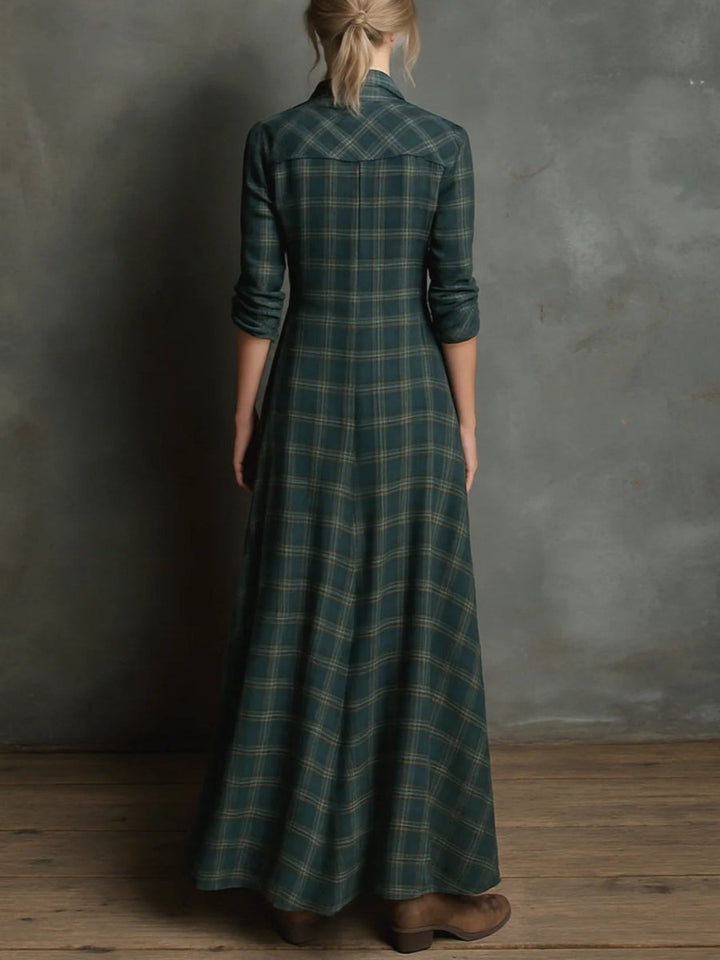 Terra Long Plaid Shirt Dress