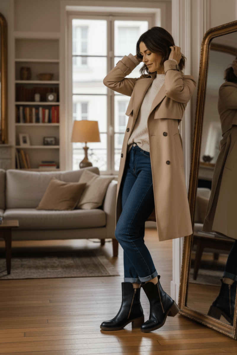 Valorine | Black leather boots with a comfortable heel